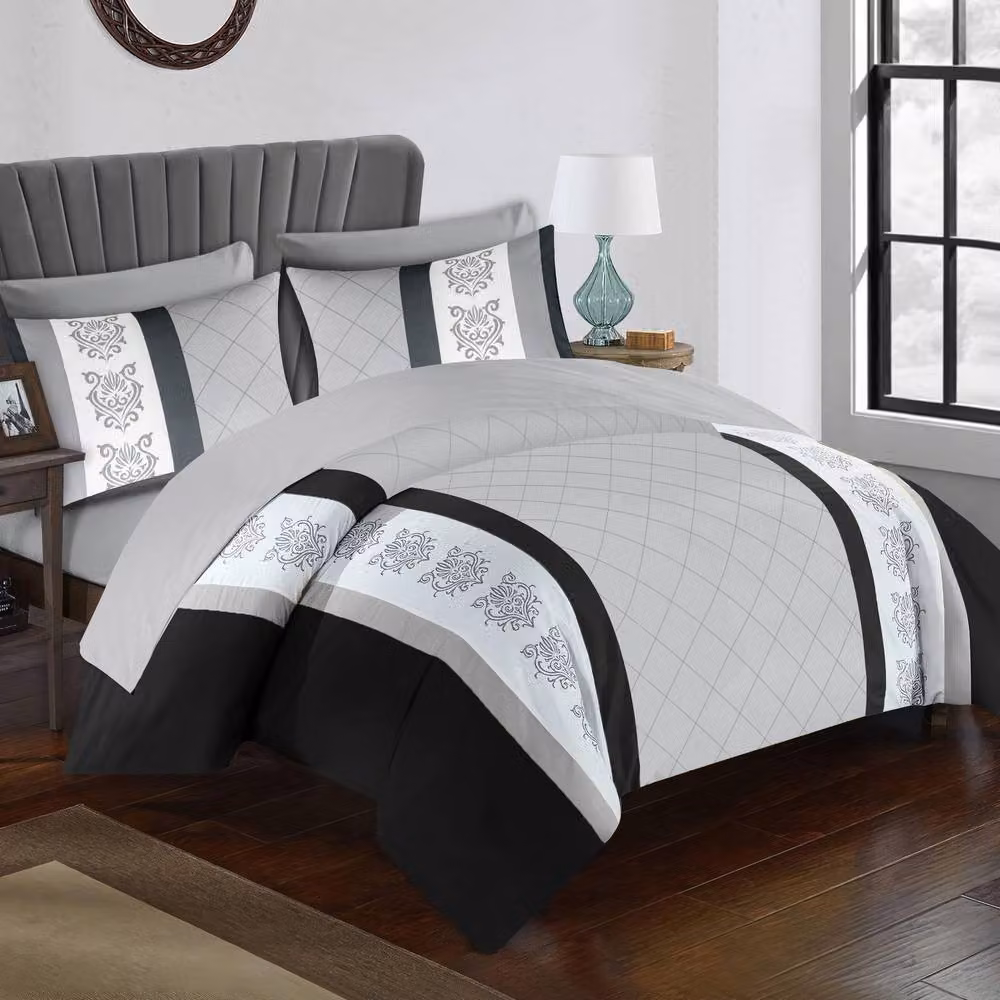 Pamposh Reversible Grey Duvet Cover and Pillowcase Set – 3