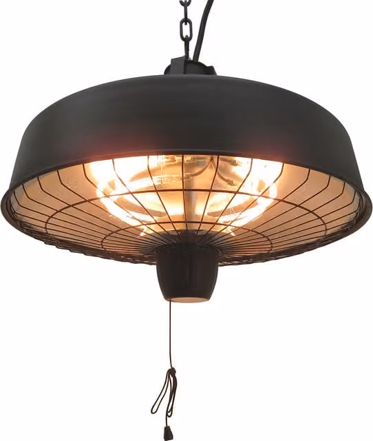Outsunny Adjustable Infrared Halogen Electric Light Heater, 1000/2500W, Ceiling Hanging Mount, Black