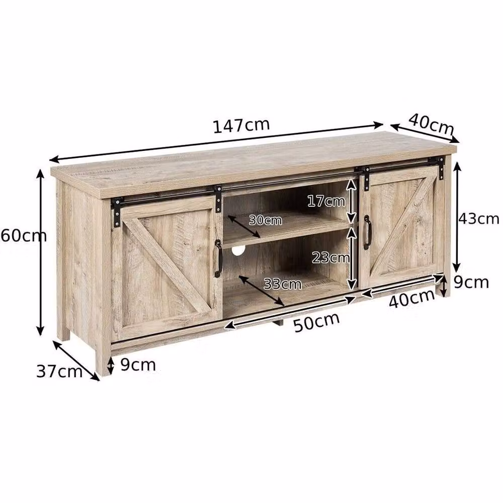 Kelvenix Modern Brown Composite Wood TV Cabinet with Media Compartments – 2