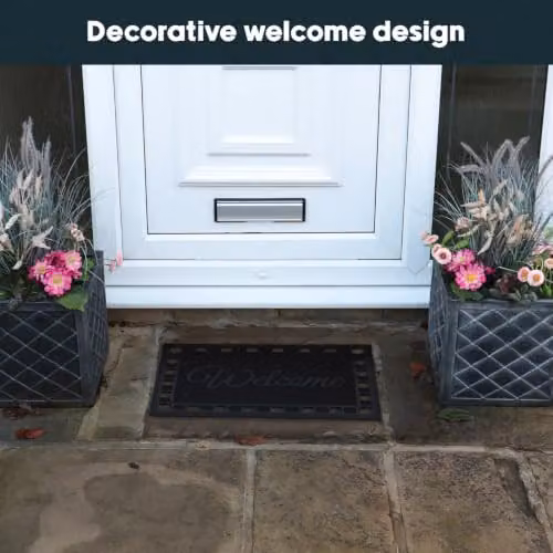 JVL Maiva Welcome Scraper Rubber Studs Doormat in Black, W/D: 60 x 40 cm – 5