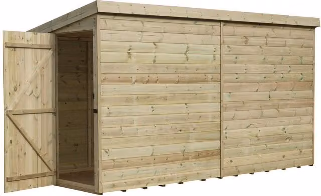 Empire Sheds Empire 2200 14x3 Pent Garden Shed in Green with Single Door