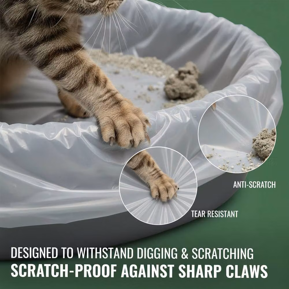 ECOBAG 10 Pack Cat Litter Tray Liners, 30L, Clear, W: 46 cm x D: 46 cm x H: 46 cm – 3
