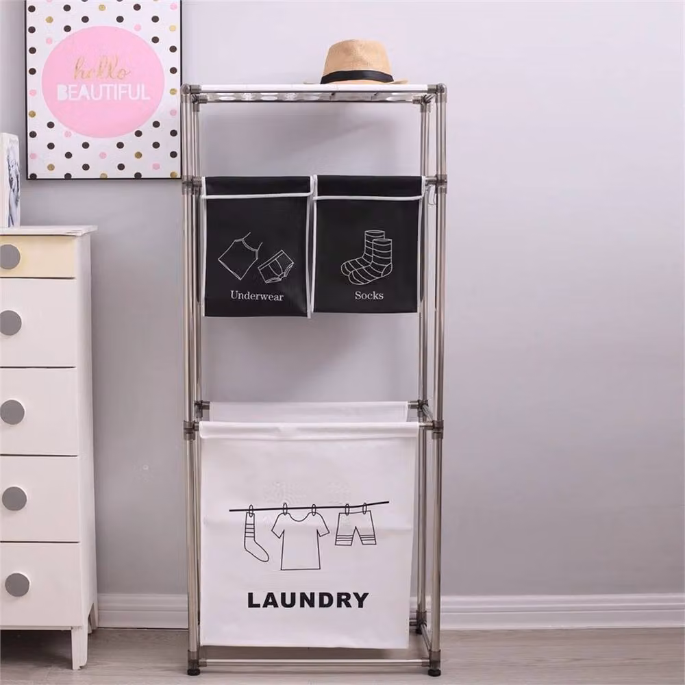 Nordara Multicolour and Black Laundry Sorter Basket with Removable Bag, W: 100 cm, D: 15 cm – 3