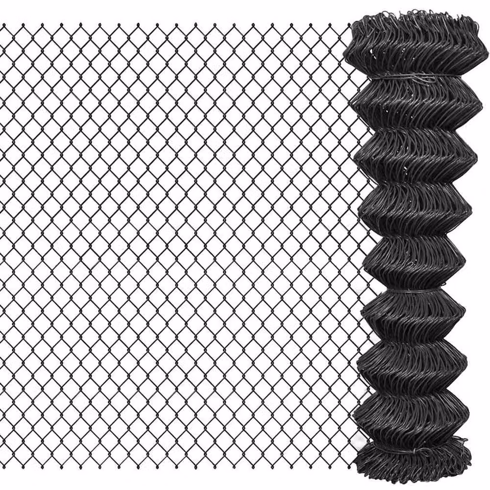 Berkfield Home PVC Coated Steel Chain Link Fence in Grey and True Black, W: 15 m, H: 1.5 m – 2