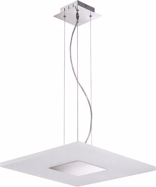 Netlighting Notte Square LED Pendant Light, 28W, 3000K Warm White, 1700lm, Chrome and Grey Frosted Acrylic