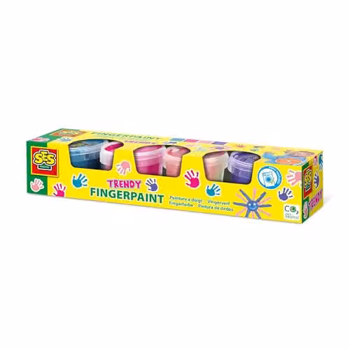 SES Creative Fingerpaint in 4 Trendy Multicolour Shades, 110ml per Pot