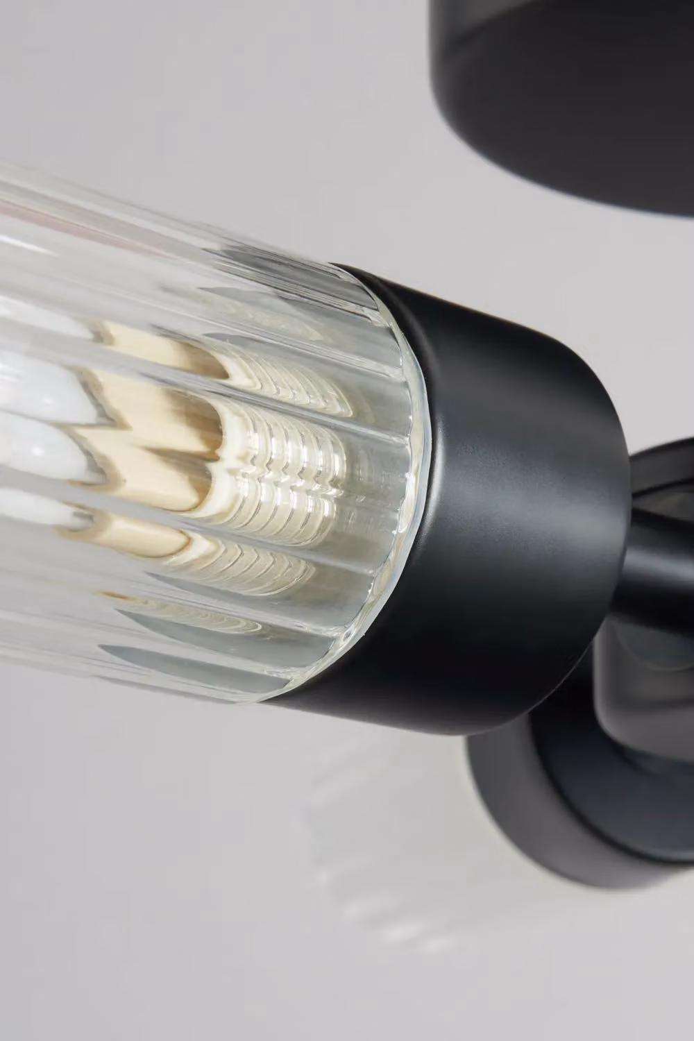 BHS Lighting Kier Black and Transparent Glass Cylinder Flush Bathroom Ceiling Light – 2
