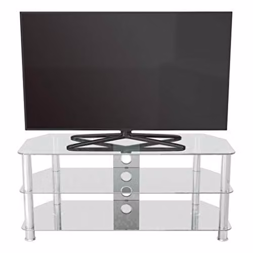AVF Clear Glass and Metal TV Stand, Silver, Width: 114 cm – 1
