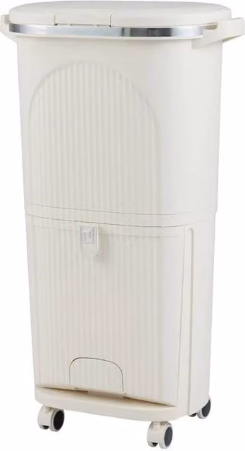 Kelvenix 38L Kitchen Trash Can with Lid and Pedal in Beige – 1
