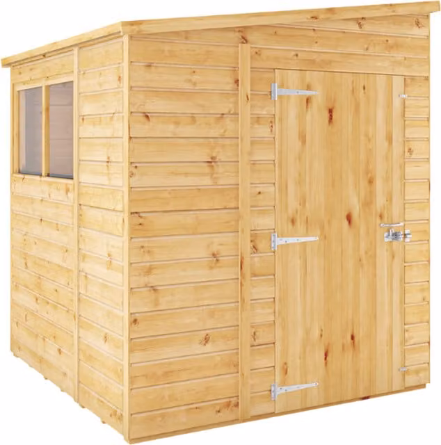 Waltons Premium Shiplap Pent Wooden Garden Shed in Brown with Styrene Glazing