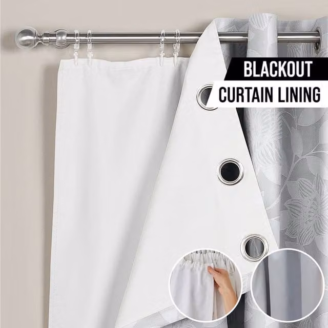 Velosso White Blackout Ringtop Curtain Lining with Thermal Insulation and Sound Dampening