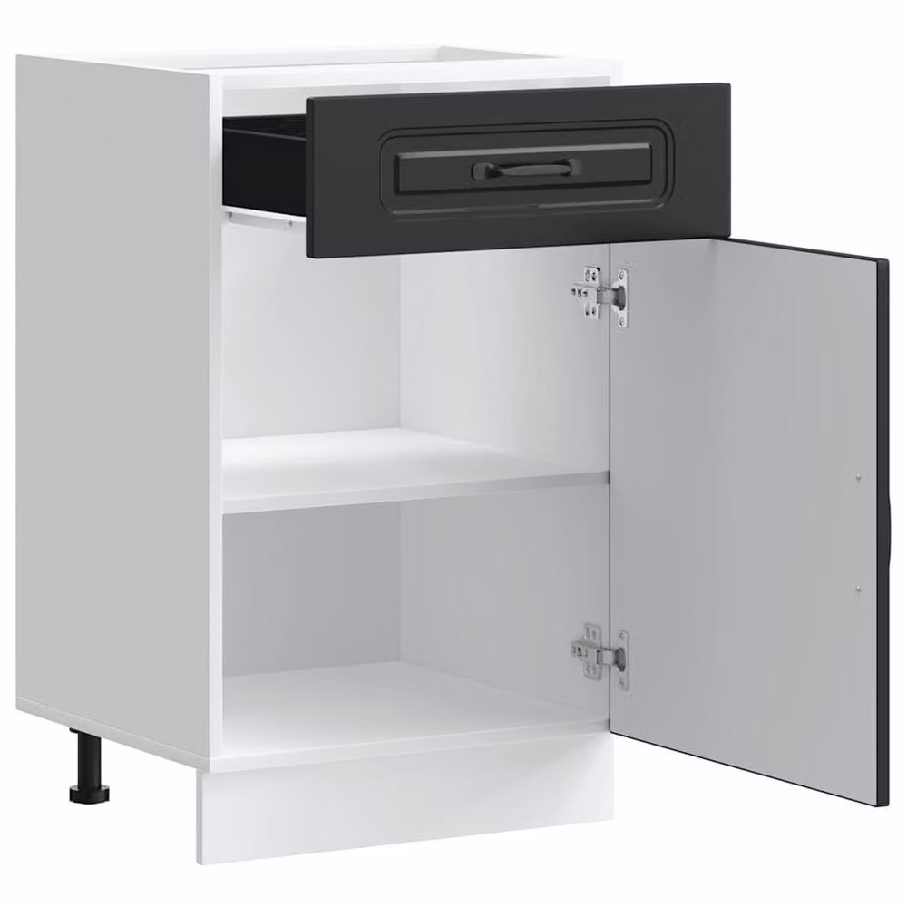 Berkfield Home Kalmar Black Matt Kitchen Base Cabinet with Hinged Doors and Internal Shelves – 4