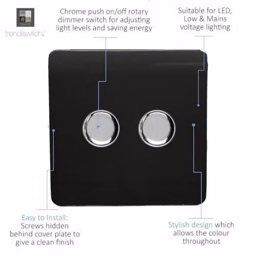 Trendi 2 Gang 2 Way LED Dimmer Switch in Piano Black – 3