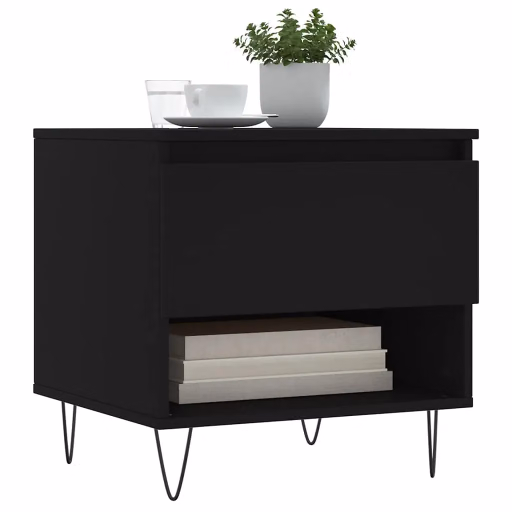 Berkfield Home Modern Black Square Coffee Table in Engineered Wood W/D/H: 50 x 46 x 50 cm – 3