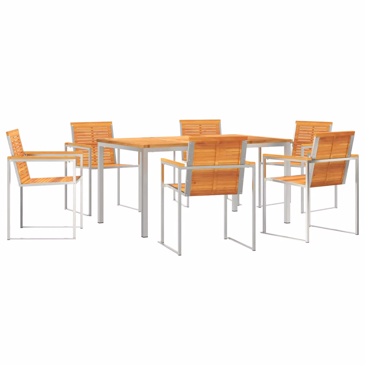 Berkfield Home 7 Piece Garden Dining Set in Brown Solid Acacia Wood and Steel – 2