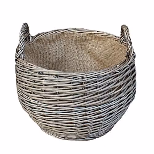 Red Hamper Antique Wash Stumpy Wicker Basket in Brown, W/D/H: 31 x 43 x 43 cm