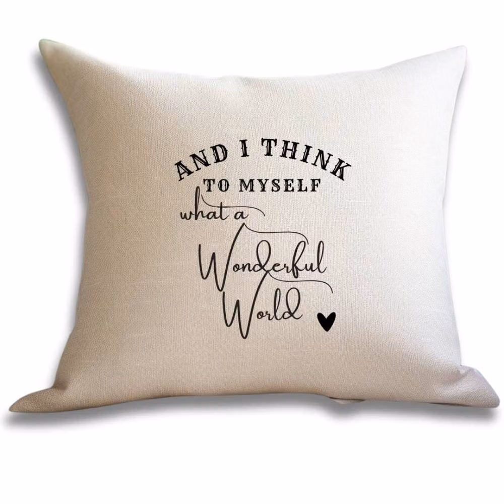Aye Do Gifts What A Wonderful World Linen Cushion in Beige, W/D/H: 40 x 40 x 40 cm – 2