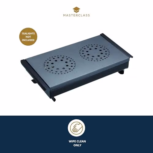 MasterClass Professional Food and Plate Warmer in Black and Grey with 2 Tealights – 3