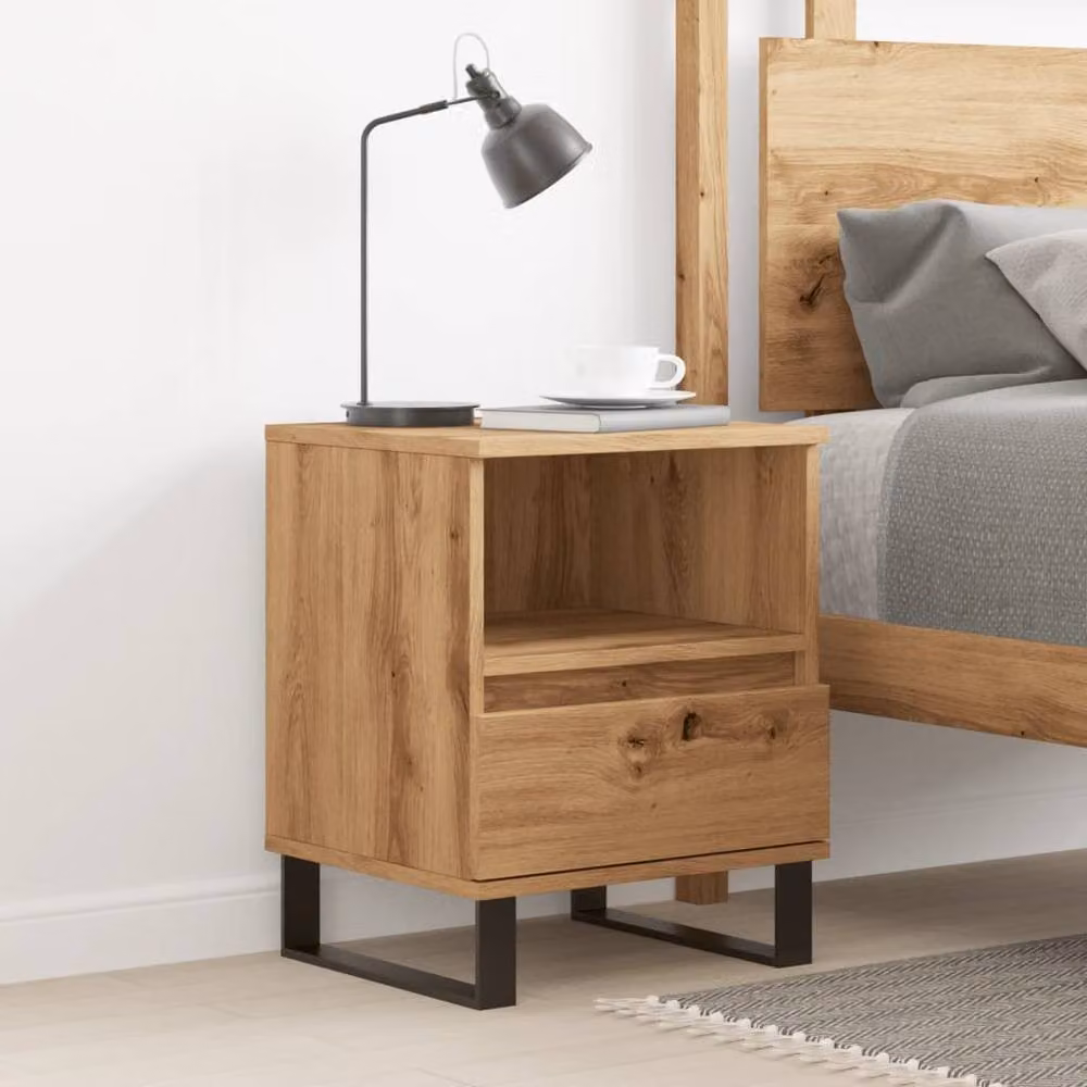 Berkfield Home Artisan Oak Bedside Cabinet in Brown, W: 40 cm, D: 35 cm, H: 50 cm – 2