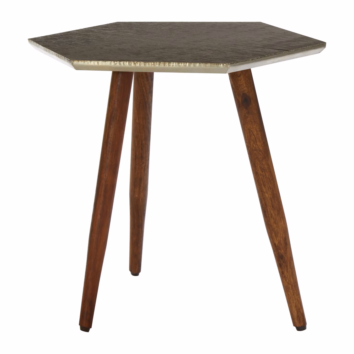 Orsina Textured Hexagonal Sheesham Wood Side Table in Brown – 2