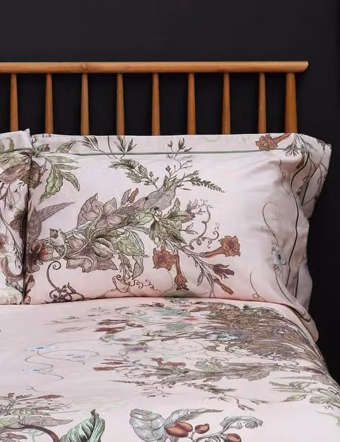 Timorous Beasties Opera Botanica Reversible Cotton Sateen Oxford Pillowcases, 2 Pack, Light Pink Mix