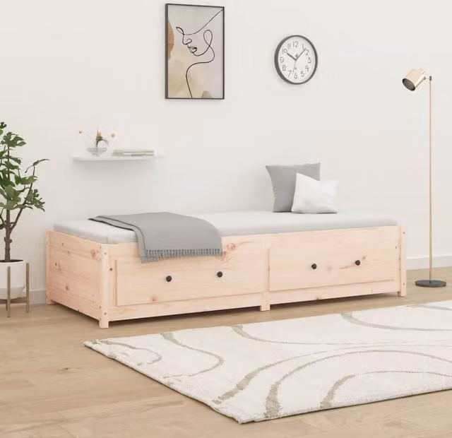 Berkfield Home Rustic Solid Wood Pine Day Bed with Drawers, Brown, W/D/H: 200 x 90 x 90 cm