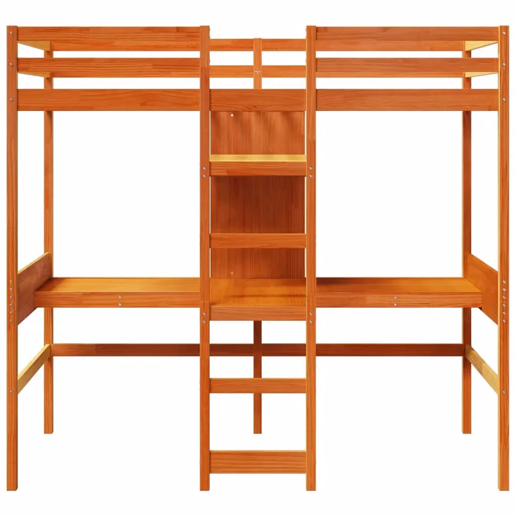 Berkfield Home Loft Bed Frame in Wax Brown Solid Pine Wood, W: 75 cm, L: 190 cm – 3