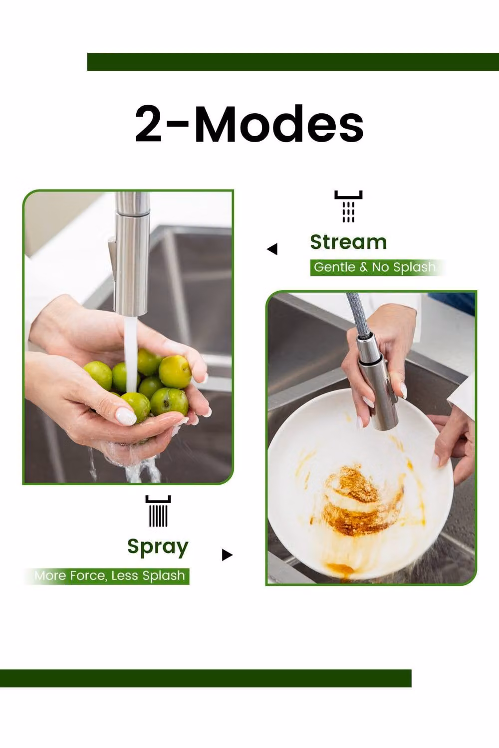 JANLEMNY Brushed Stainless Steel Kitchen Mixer Tap with Pull-Out Spray and 360 Degree Swivel in Silver, W/D/H: 100 x 40 x 17 cm – 2