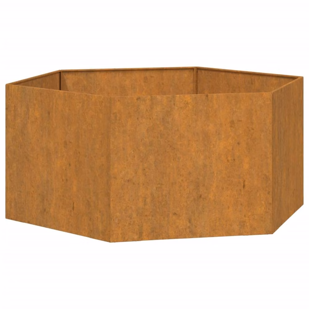 Berkfield Home Rusty Corten Steel Planter in Brown, W/D/H: 90 x 90 x 45 cm – 2