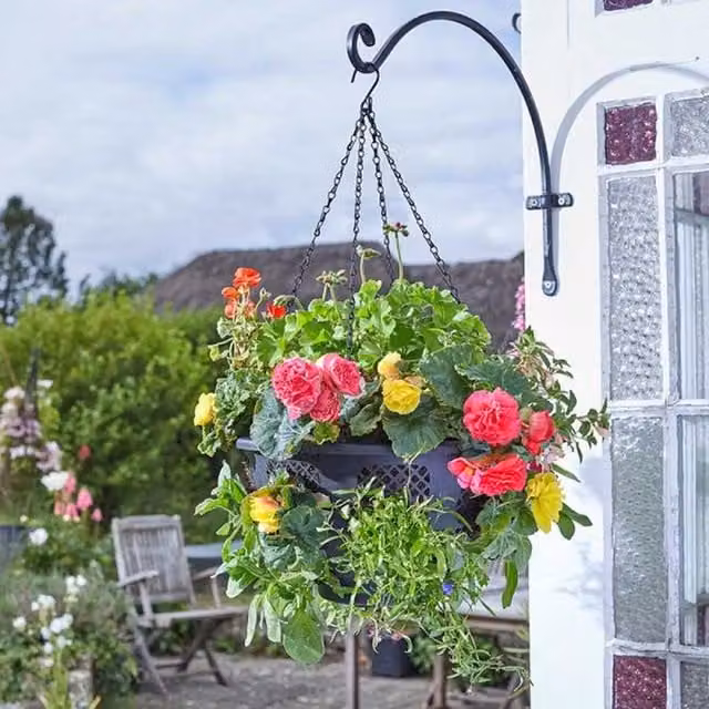 Garden Mile Black 15 inch Hanging Flower Basket Planter