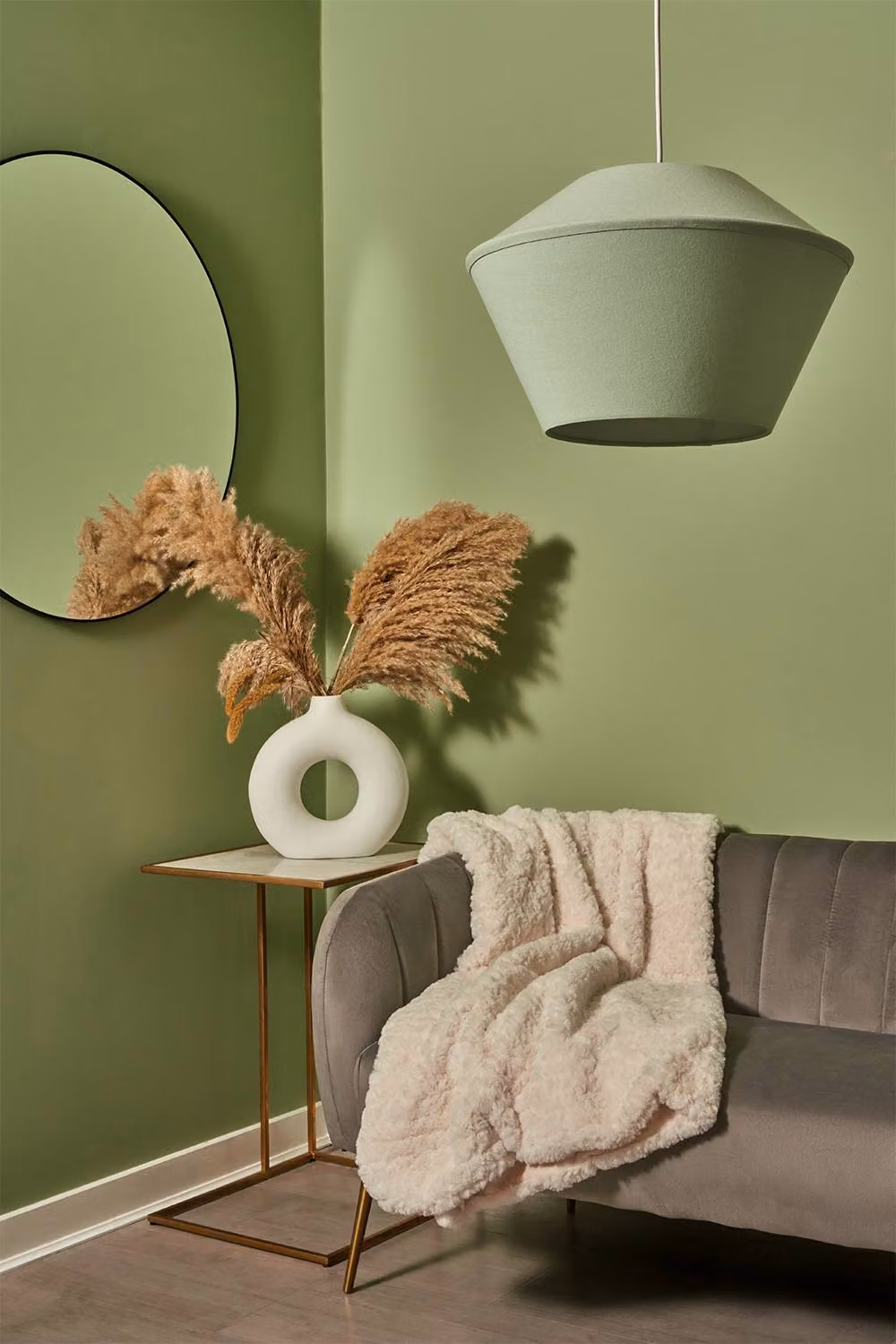 BHS Lighting Dana Easy Fit Cone Fabric Light Shade in Green – 3