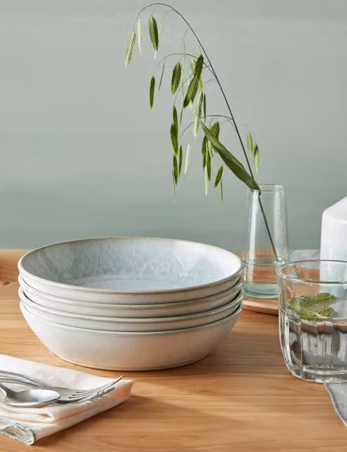 Denby Kiln Green Stoneware Pasta Bowls, Set of 4, Green