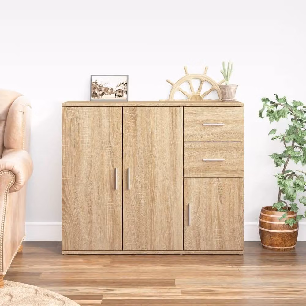 Berkfield Home Sonoma Oak Sideboard in Brown, W/D/H: 91 x 29.5 x 75 cm – 1