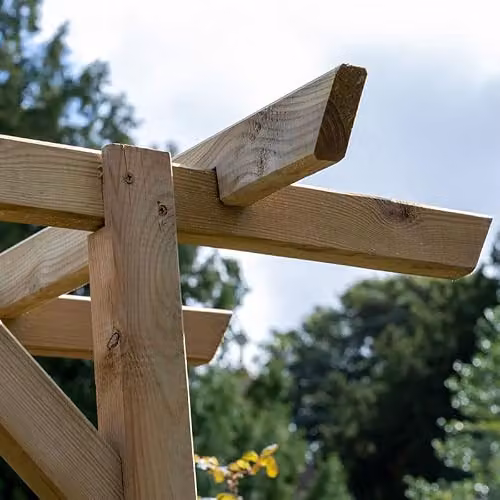Forest Garden Classic Flat Top Arch Wooden Garden Support with Trellis Side Panels, Brown, H: 213 cm x W: 210 cm x D: 71.99 cm – 3