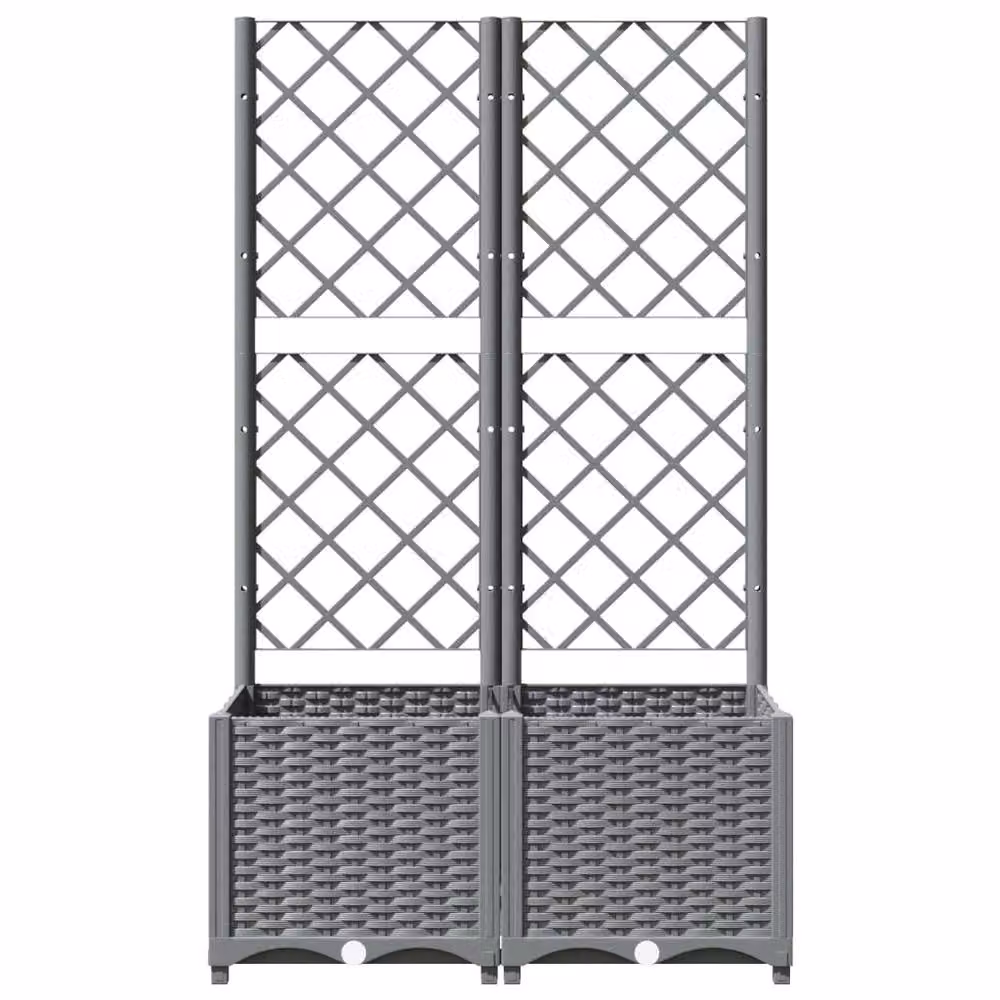 Berkfield Home Garden Planter with Trellis in Light Grey, W: 80 cm, D: 40 cm, H: 136 cm – 3