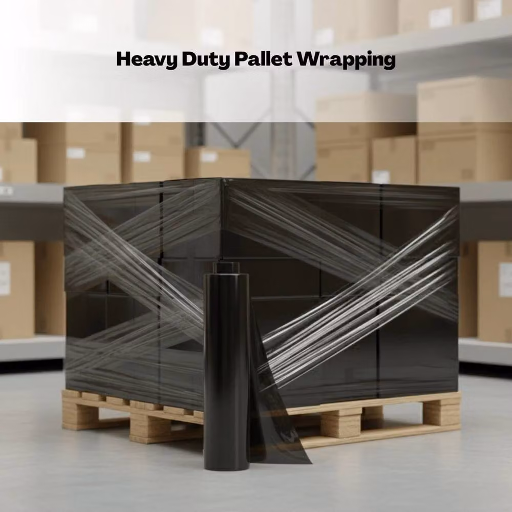NESTLUNE Black Strong Rolls Pallet Stretch Shrink Wrap, 2 Pack, W: 52 cm x L: 1000 cm – 3