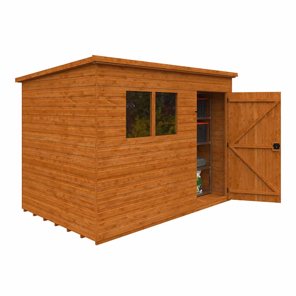 Buttercup Farm Super Pent 12mm Solid Wood Shed in Burnt Orange, W: 274 cm, D: 183 cm – 2