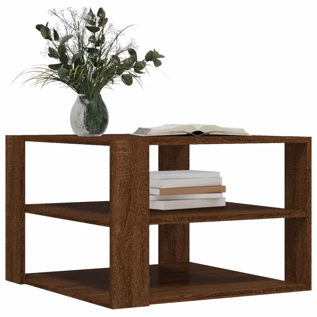 Berkfield Home Modern Square Coffee Table in Brown Oak, W/D/H: 59.5 x 59.5 x 40 cm – 3