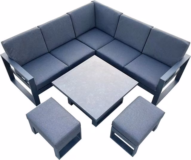 Bracken Outdoors Portland Aluminium Compact Garden Furniture Set with Adjustable Table in Anthracite Grey