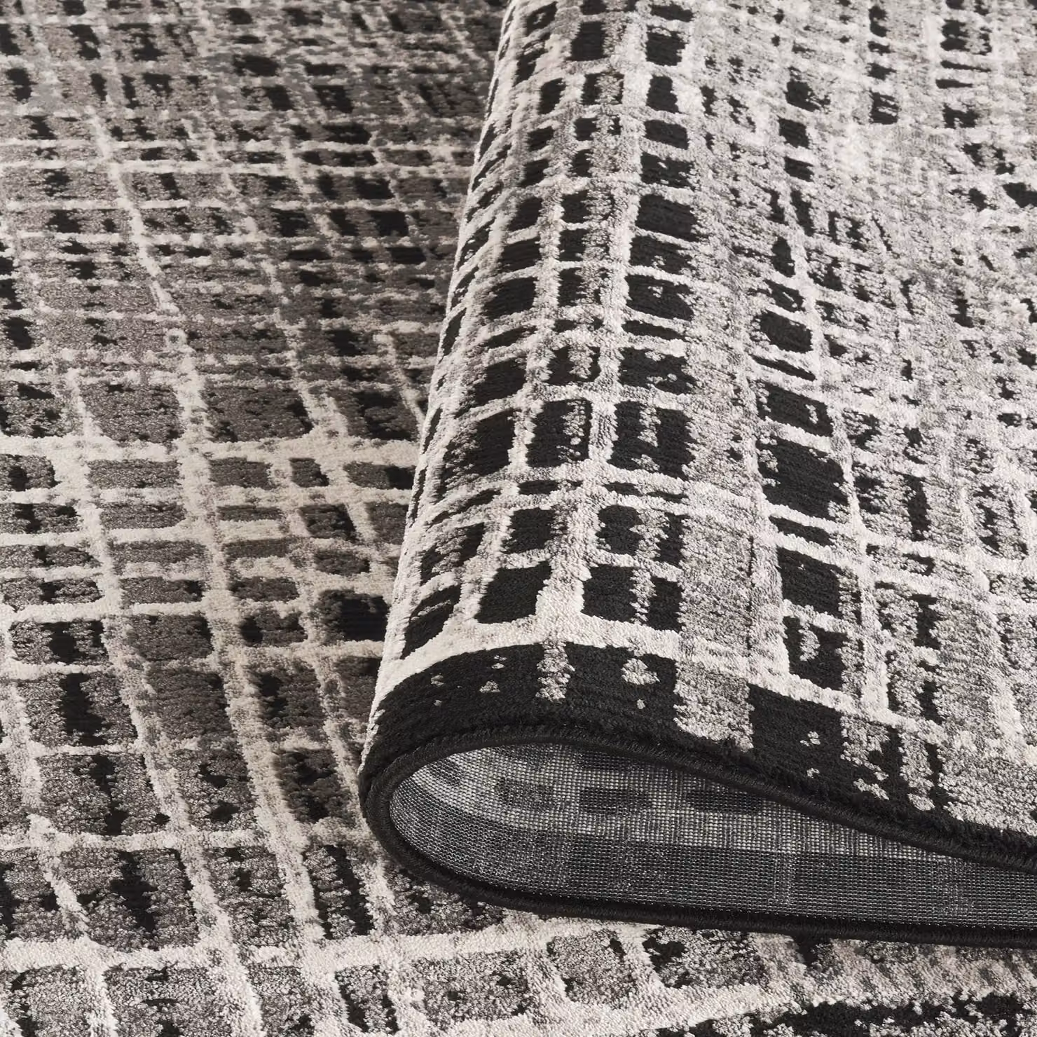 Desire Rugs Mayfair Modern Mesh Design Living Room Area Rug in Black, W: 200 cm, D: 290 cm – 3