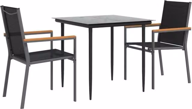 Berkfield Home Beautiful 3 Piece Garden Dining Set in Black Textilene and Steel