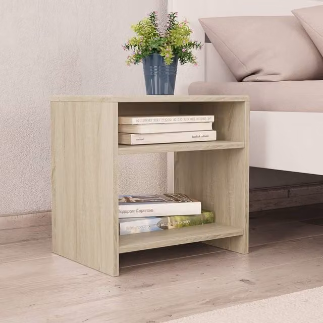 Berkfield Home Set of 2 Sonoma Oak Bedside Cabinets in Light Tan, W/D/H: 40 x 30 x 40 cm