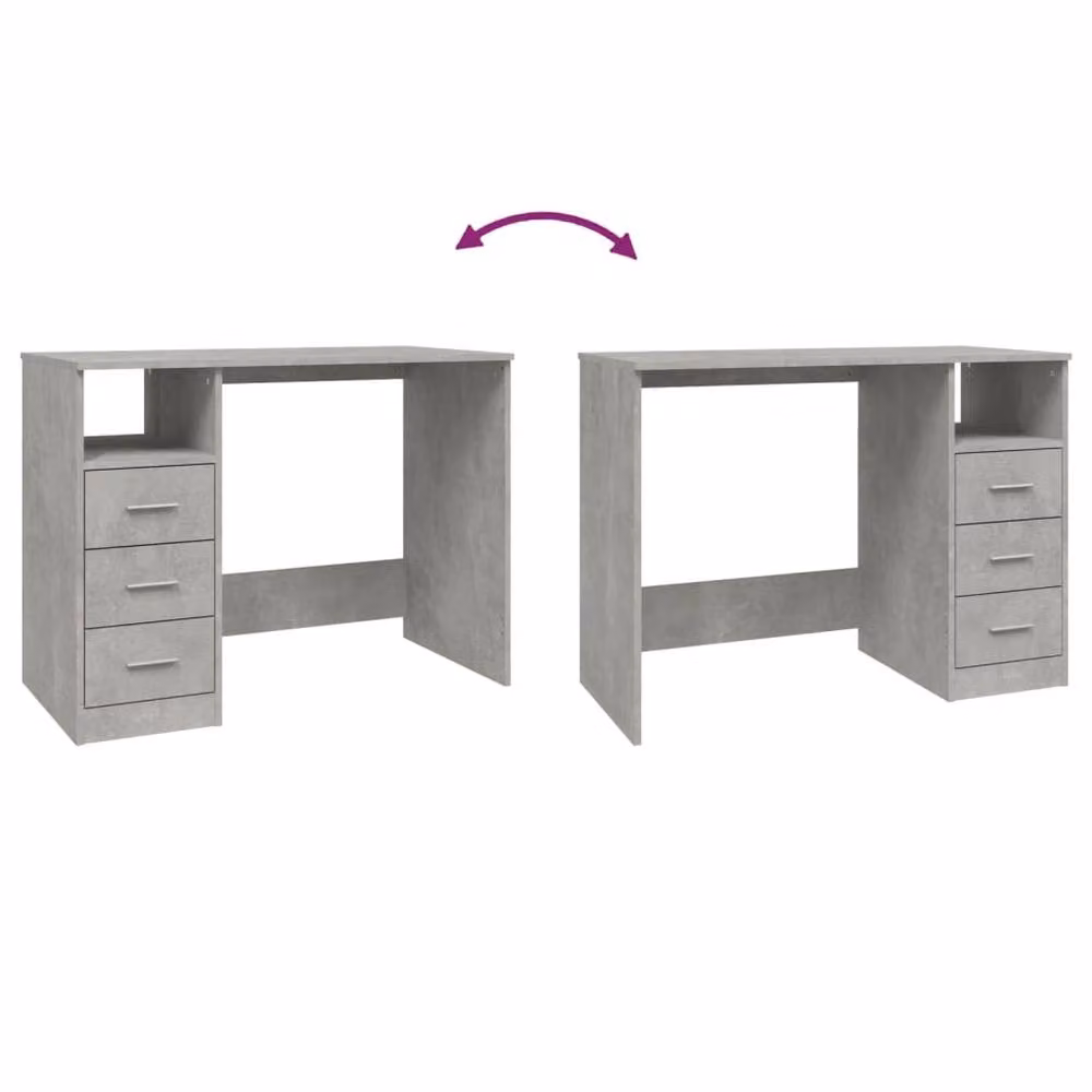 Berkfield Home Modern Computer Desk in Grey with Drawers, W/D/H: 102 x 50 x 76 cm – 4