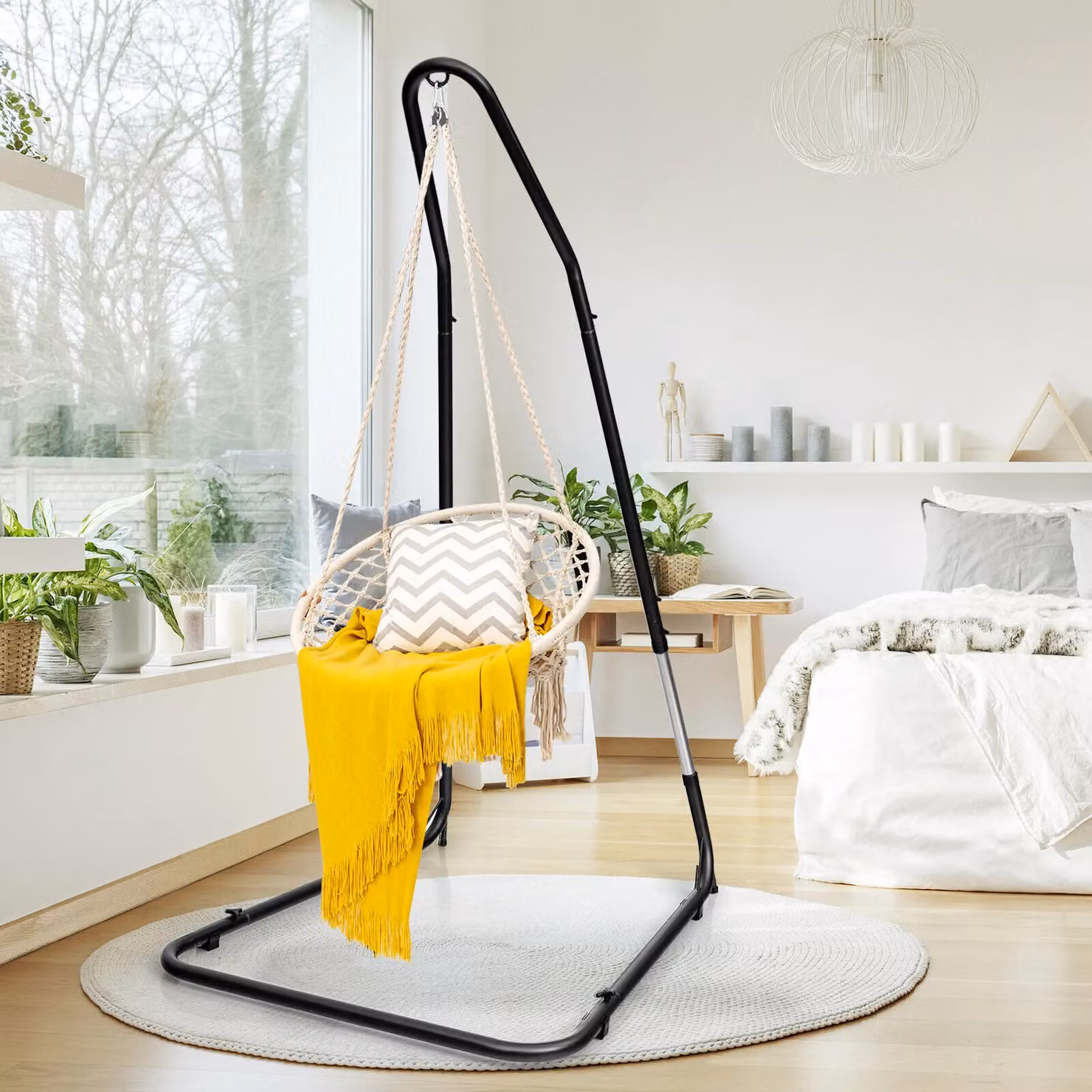 Costway Heavy Duty C-stand Hanging Swing Egg Chair Hammock Frame in Black – 3