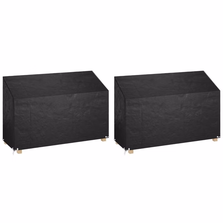 Berkfield Home Durable Water Repellent Polyester Garden Bench Covers, 2 Pack, Black, W: 190 cm, D: 70 cm, H: 70-88 cm