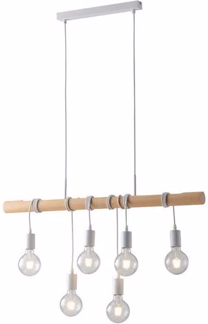 Netlighting Arizona Bar Ceiling Pendant Light in Brown and White Wood with E27 Socket