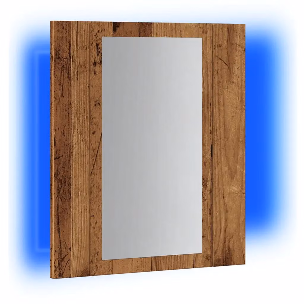 Berkfield Home LED Bathroom Mirror Cabinet in Brown Old Wood, W/D/H: 40 x 12 x 45 cm – 3