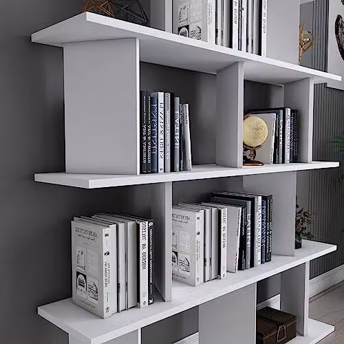 DECOROTIKA Grace 5-tier Bookcase Display Unit, White, W/D/H: 120 x 24.6 x 141 cm – 3