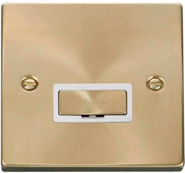 SE HOME Satin Brushed Brass 13A Fused Ingot Connection Unit with White Plate