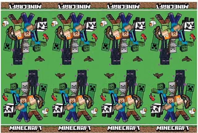 Procos Minecraft Wipe-Clean PVC Tablecloth, Green and Multicolour, W/D/H: 120 x 180 cm – 1